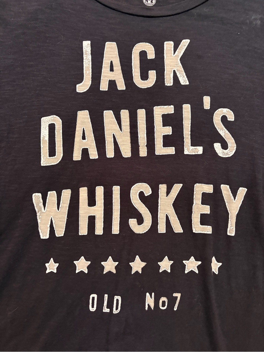 Lucky Brand Black Tee with White Jack Daniel's Whiskey Print